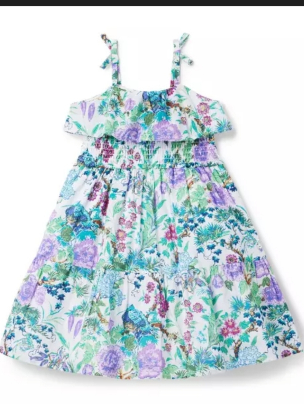 Janie and Jack Girls Floral Summer Dress with Purple & Green Print